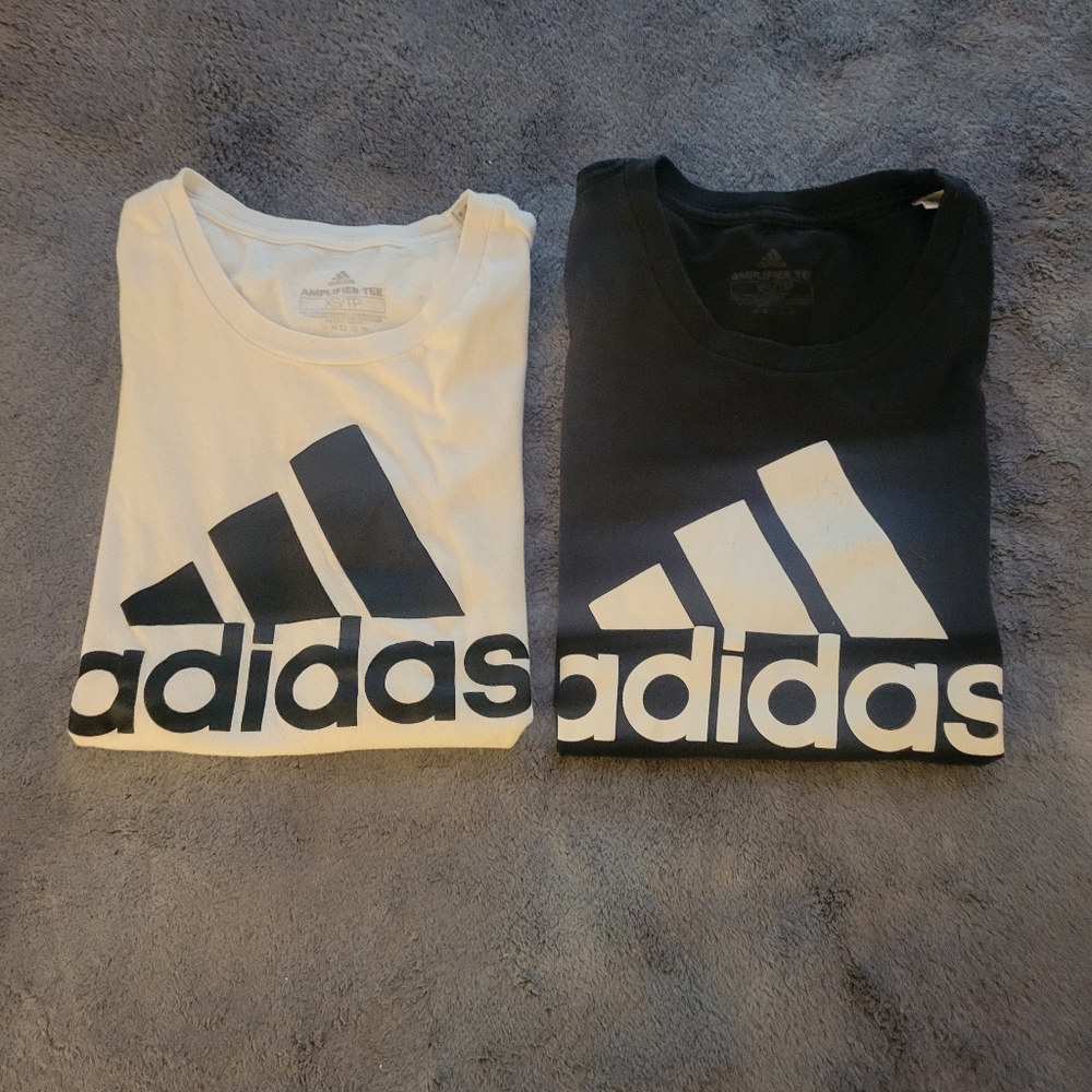 Pair of Mens Adidas XS "Muscle" Shirts Black & White